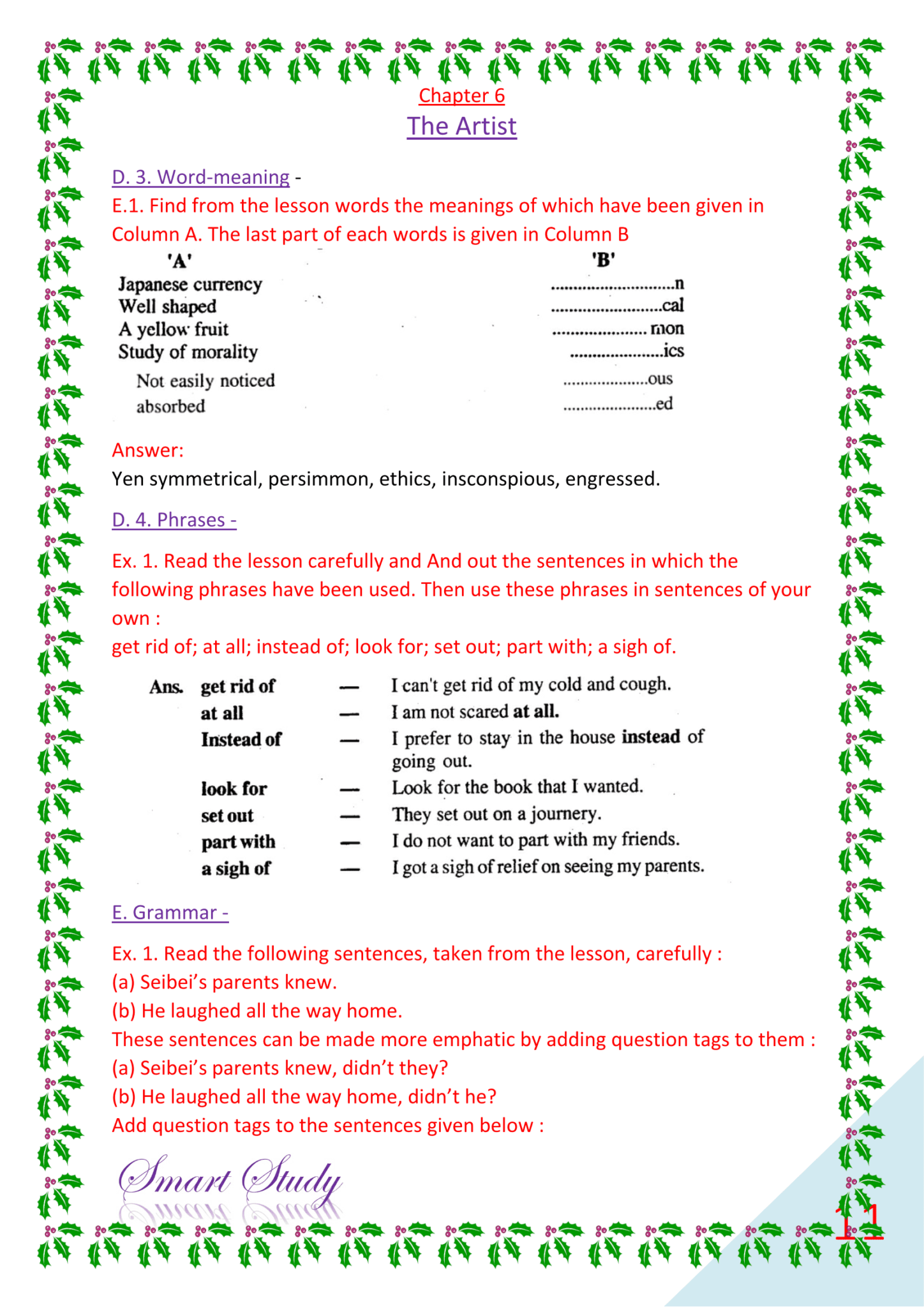 Class 12th English Book Solutions Bihar Board Chapter 6 | The Artist ...