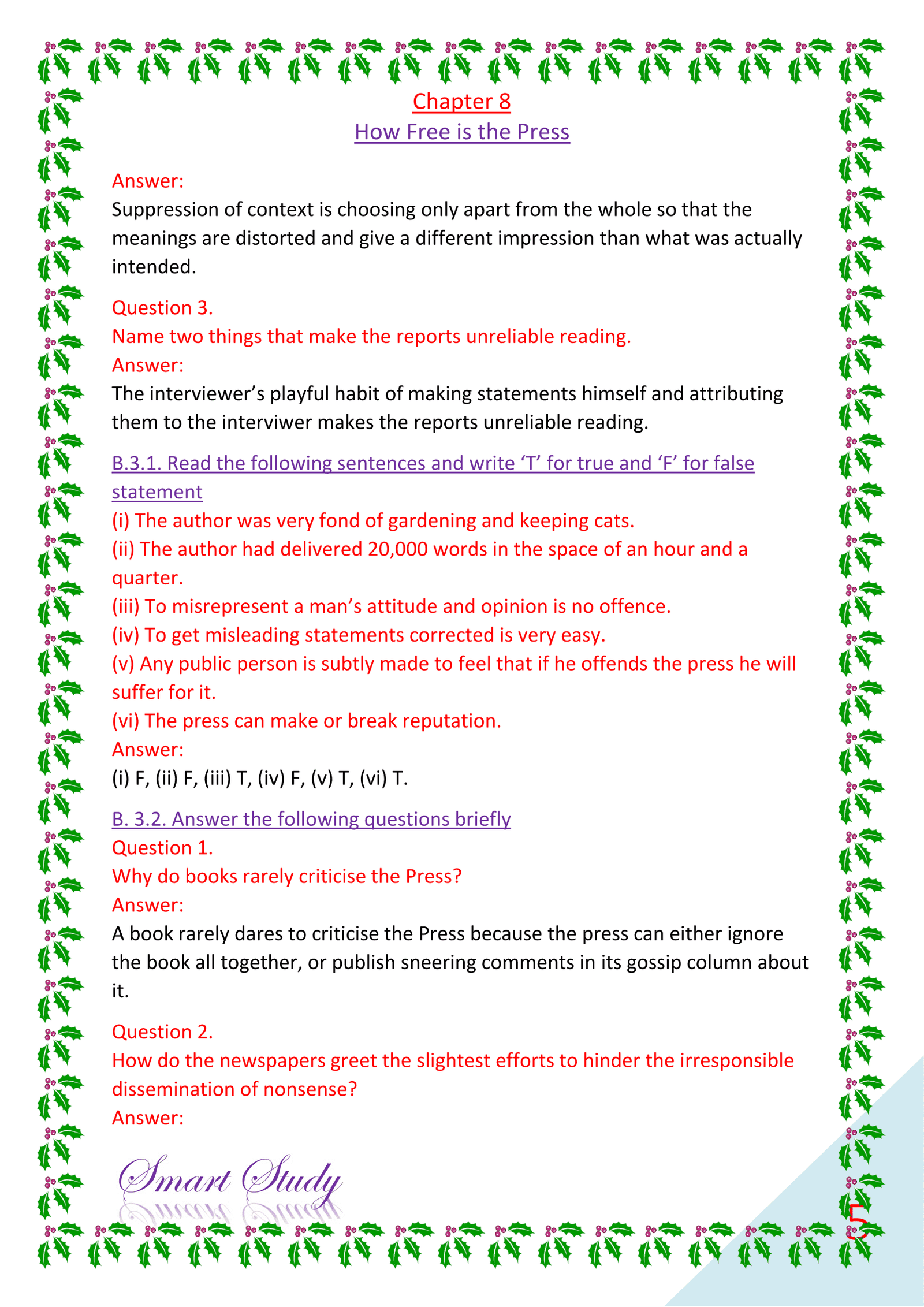 Class 12th English Book Solutions Bihar Board Chapter 8 How Free Is The Press Our Smart Study Class 12th English Book Solutions Bihar Board Chapter 8 How Free Is The Press Our Smart Study